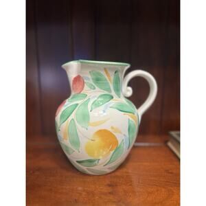 RARE GREEN Ceramiche Alfa Italian Pitcher Crate & Barrel Brilliante Hand Paint